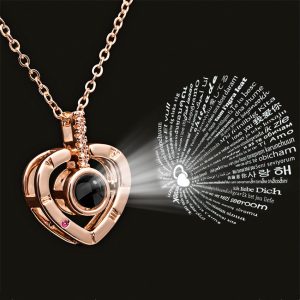 Projection Necklace 100 Languages I Love You Pendant Jewelry For Lover Girlfriend 2023 Trendy Couple Romantic Cute Accessories - Image 1